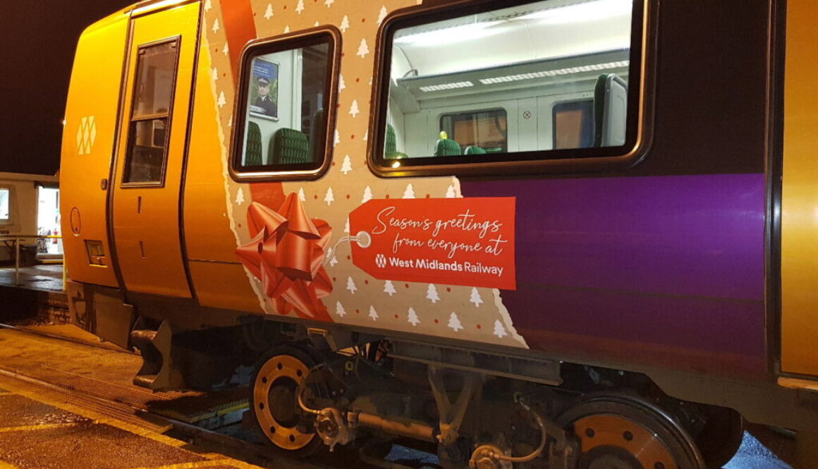 WMR train dsiplaying Christmas Greetings