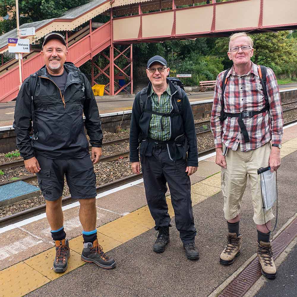 Left to right: Andy Stevenson, Senior Lecturer in Graphic Design at the University of Worcester, Lyndon Bracewell, a member of the Worcester Ramblers, and William Whiting, Chair of Worcestershire Community Rail Partnership.