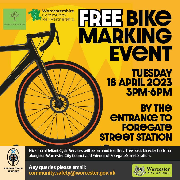 Free bike marking 18 Apr 2023 Foregate St Staion